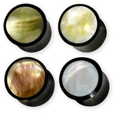 Horn Plug Perlmutt muschel ohr flesh tunnel piercing shell natur schmuck weiss