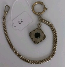 Antike Taschenuhrenkette silberfarben m. Anhänger 25cm Uhrenkette