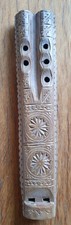 Handgeschnitzte Doppelflöte aus Holz – Volkskunst / Sammlerobjekt