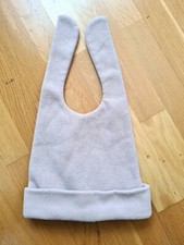 Kinder Jungen Mädchen Gr. 98 / 104 Mütze Strick Wolle Ohrenwärmer beige Fleece