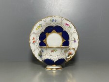 Meissen Mokka Gedeck B-Form Kobaltblauer Fond Streublümchen viel Gold 1.Wahl