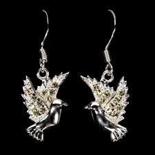 925 Sterlingsilber Ohrringe Runde Saphir Vogel Natürlicher Edelstein Schmuck