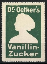 Reklamemarke Dr. Oetker, Vanillin-Zucker, Frauenprofil-Silhouette 