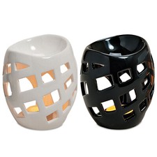 Duftlampe Duftstövchen Raumduft Aromalampe aus Keramik mit Muster 'Gitter' -9 cm