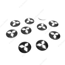 2x Mitsubishi Logo Emblem 14mm Ersatz Schlüsselemblem Selbstklebend ALU Schwarz