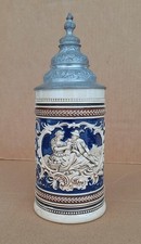 Alter Bierkrug mit Zinndeckel