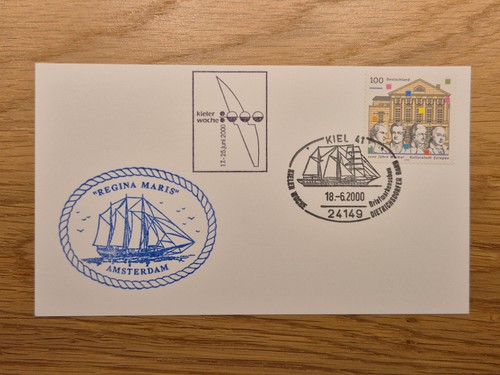 Postkarte mit schiffsstempel - postkarte,