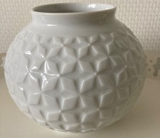 Op Art Kugelvase, Edelstein Bavaria Vase, weiße Kugelvase aus den 70-er Jahren
