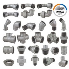 Temperguss Fittinge 3/8–4 Zoll verzinkt Gewindefitting Winkel Muffe Bogen Nippel