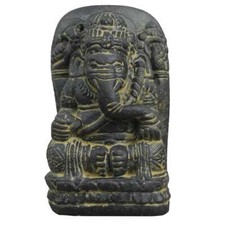 Ganesha Hinduismus Buddhismus Gott Götterbote Geschenk Stein Lavastein Grau 18cm
