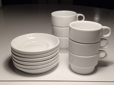 Thomas Hotel-Porzellan 6 Kaffeetassen  mit Untertassen TC 100 weiss