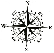 Kompass 25cm Durchm, Autoaufkleber  Wandtatoo, Sticker, Tatoo, Aufkleber schwarz