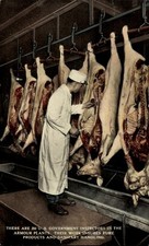 Ak Chicago, Armour Plants, Schweine im Schlachthaus, Inspekteur... - 11223415