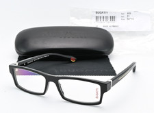 BUGATTI Brille 486 031 54-15 Schwarz Poliert Rechteck Luxus France Odotype M NOS