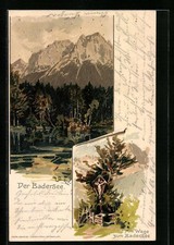 Künstler-AK Otto Strützel: Der Badersee, Wegekreuz 1899 
