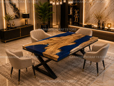 Luxus live edge esstisch blau - edge,