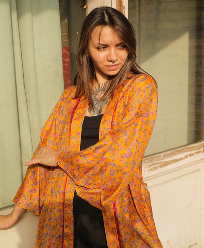 Reine seide midi kimono - seide,