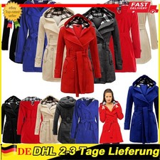 Damen Winter Dufflecoat mit Kapuze und Gürtel, kariert, lang Fleecejacke -Neu-