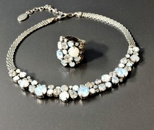 Konplott Set Ballroom Halskette Ring Weiß Silber Blau