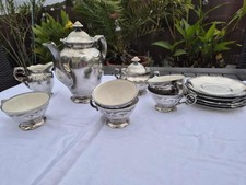 Moccaservice Porzellan Feinsilber Bavaria Waldershof ca.1940