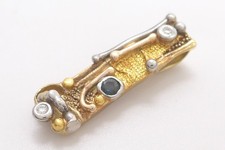 Anhänger 585 GOLD 14 Karat Gelbgold Handarbeit Saphir Diamanten oro G3812/25