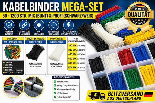 Kabelbinder set 1200 - set, stk