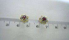 585 Gold bicolor , Rubin  Diamant Ohrringe  , wie  neu 