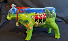 Spardose Kuh bunt mit Glocke Keramik Alphornbläser handgemalt  28cm