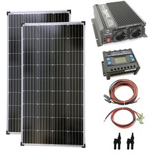 Solar Set 2x130 Watt Solarmodul 1000 Watt Wandler Laderegler Inselanlage 0% MwSt