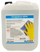 10 L Essigsäure 60% Essigessenz C2H4O2 Reiniger Entkalker technisch 10 Liter