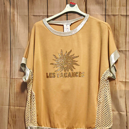 Damen shirt beige - t-shirt, kurzarm