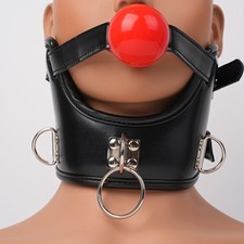 PU-Leder-Halsband-Halskorsett-mit-Silikon-Mundknebel-Ballknebel-Bdsm-Bondage-Set