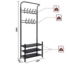Garderobenständer Mit Schuhregal Metall Kleiderständer 192cm Höhe Standgarderobe