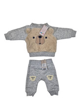 lupilu Baby Newborn Set Gr. 50 / 56 Püsch Pullover und Hose mit Plüsch Bär Motiv