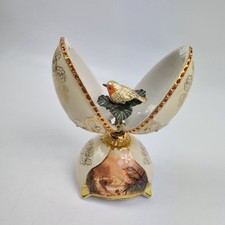 Bradford Exchange Juwel der Natur Rotkehlchen musikalisches Ei Erbstück Porzellan ~ 6 Zoll