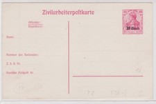 63266 alte Ganzsachen Zivilarbeiterpostkarte 10 Cent rot 1916 (P8)