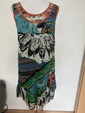 Damen Kleid Tunika Sommer Multicolor Zipfel Von Soggo Paris 38-40-Neu Mit Volant