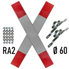 Andreaskreuz RA2 Komplettset, VZ 201-50, mit Ø 60 mm Rohrschellen, Schrauben