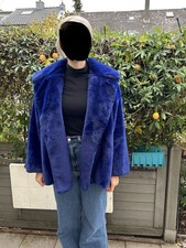 Marc Cain Luxus Damen Jacke Kunstfell mit Reverskragen in Royalblau Gr. N4/40
