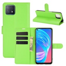 Handyhülle Schutz Case für Oppo A72 5G A73 5G Flip Cover Tasche Etuis Grün Neu
