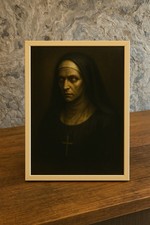 Dark Art Bild „Düstere Nonne“ 20x30 cm – Mystische Wand Deko Rahmen