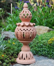 Windlicht Lampe Laterne aus Terracotta Terrakotta 38Cm  Set 2 teilig Handarbeit 