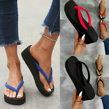 Damen Flip Flops Keilabsatz Plateau Pantoletten Pumps Hausschuhe Sandalen Schuhe