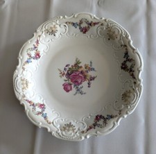 Sehr alte Porzellanschale v. Bavaria Schirnding Durchm.  29,5 cm mit Blumendekor