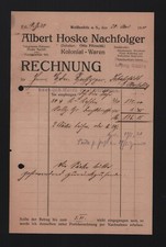 WEISSENFELS, Rechnung 1920, Albert Hoske Nachf. Kolonialwaren Otto Pitzschk