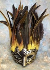 Halloween Feder Maske Gelb