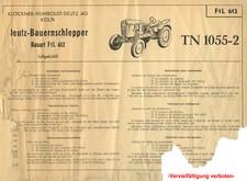 Ersatzteil-Liste Deutz Schlepper  F1L 612  (11 PS   Bauern-Schlepper)