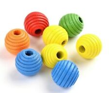 50 Holzperlen 14mm Bunte Holzkugeln Runde Bienenstock Schmuck Basteln Deko H20