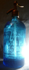 Art Deco blau Argentinien SODAFLASCHE SIPHON SYPHON SELTZER SIFON FLASCHE BOTTLE