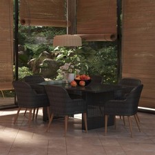 vidaXL 7-tlg. Garten-Essgruppe Poly Rattan Schwarz